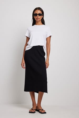 Black Jupe taille haute en tricot à nervures