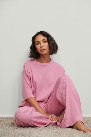 Old Pink Tee-shirt surdimensionné côtelé