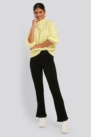 Black NA-KD Pantalon Côtelé