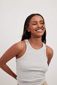 Light Grey Melange Tank-top côtelé