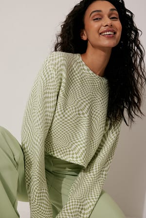 Checked Green Pull tricoté col rond