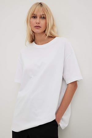 White T-shirt à col rond oversize bio