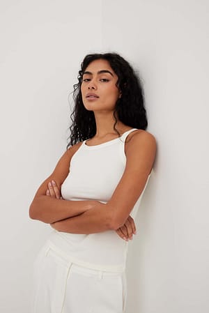 Offwhite Débardeur côtelé bio à col rond