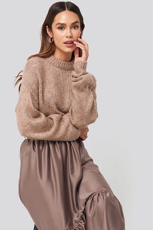 Dusty Pink Round Neck Oversized Knitted Sweater
