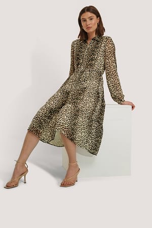 Leopard Robe À Volants