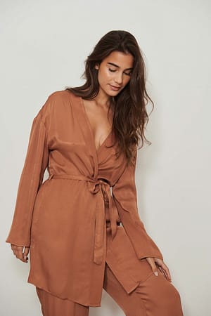 Terracotta Peignoir décontracté en satin