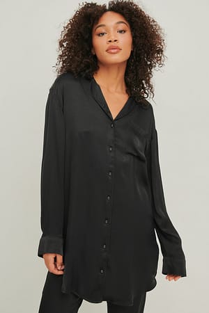Black Robe chemise décontractée en satin