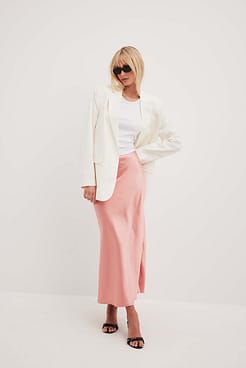 Satin Midi Skirt Outfit.