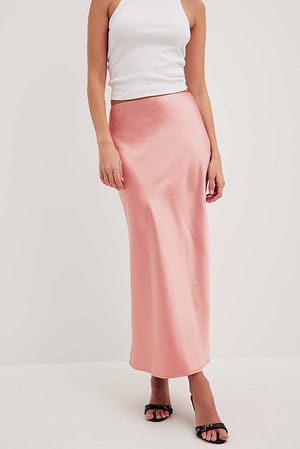 Soft Pink Jupe mi-longue en satin