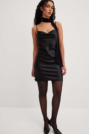Black Mini robe satin