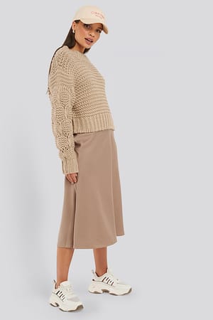 Beige NA-KD Classic Satin Skirt