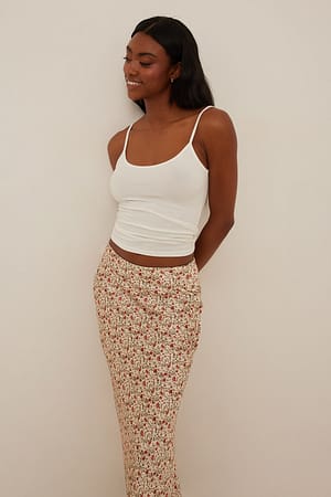 Flower Print Jupe mi-longue en satin