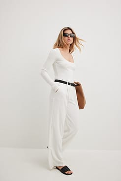 Scoop Neck Ribbed Top Outfit