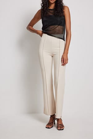 Beige Pantalon bootcut à coutures apparentes