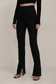 Black Pantalon à fentes avec coutures