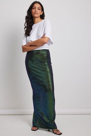 Green Jupe longue avec sequins