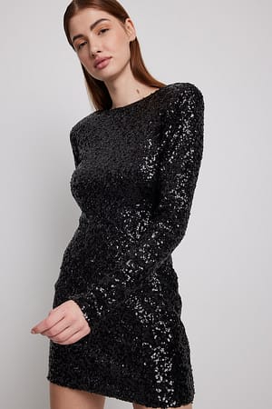 Black Mini robe à paillettes