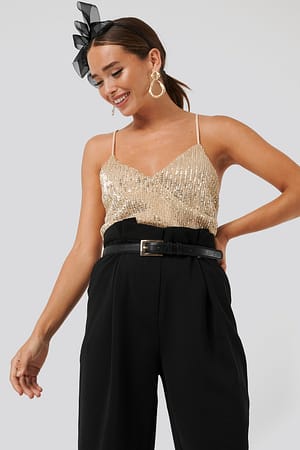Gold NA-KD Party Sequin Singlet
