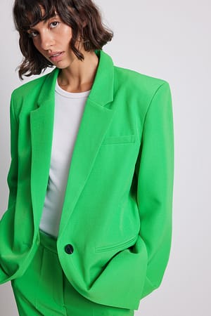 Green Blazer oversize recyclé à épaules saillantes
