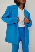 Bright Blue Blazer oversize recyclé à épaules saillantes