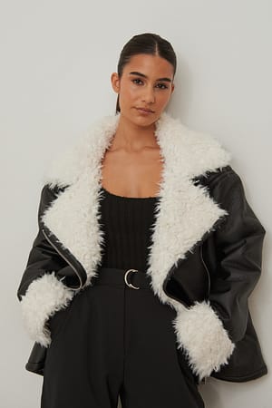 Black/White Blouson aviateur