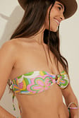 Pink Print Haut de bikini bandeau brillant