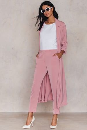 Dusty Pink NA-KD Shiny Suit Pants