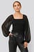 Shirred Square Neck LS Blouse