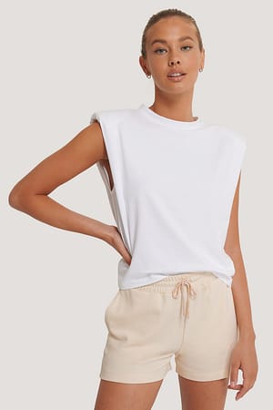 White NA-KD Reborn Haut à épaulettes