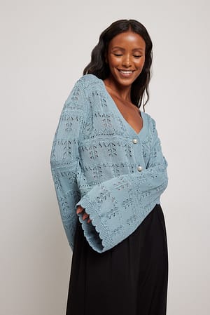 Dusty Blue Cardigan tricot court