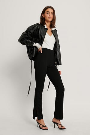 Black NA-KD Pantalon Fendu Sur Le Côté