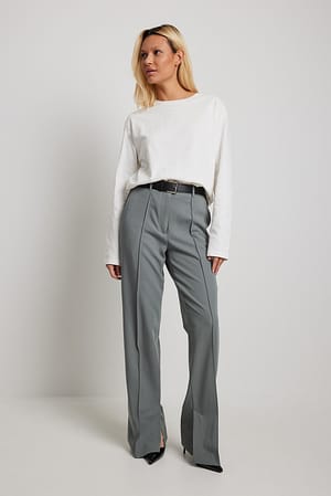 Grey Pantalon ajusté à fente latérale