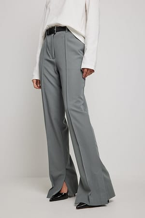 Grey Pantalon ajusté à fente latérale