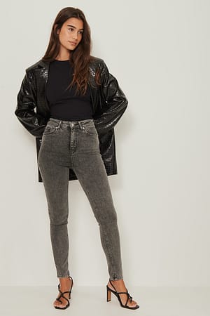 Grey Jean slim taille haute élastiques