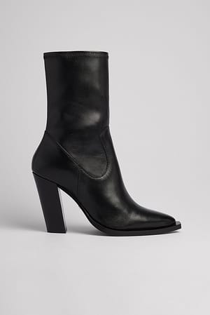 Black Bottes western à talon oblique