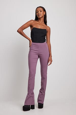 Purple Pantalon slim super stretch à fente