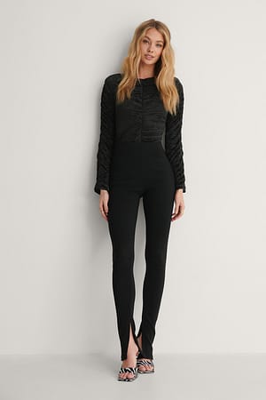 Black Oumayma x NA-KD Pantalon À Fentes