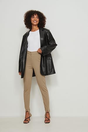 Beige Pantalon à fentes