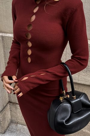 Bordeaux Robe en maille à petite découpe