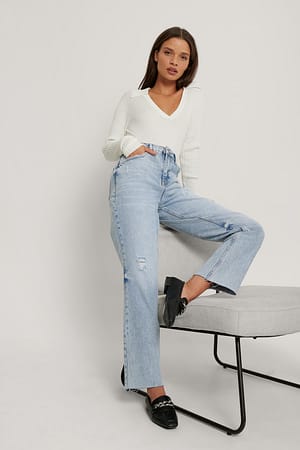Acid Blue NA-KD Jean Taille Haute Droit