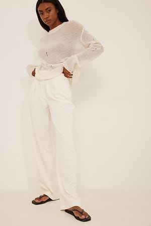 White Pantalon de costume souple taille haute doux