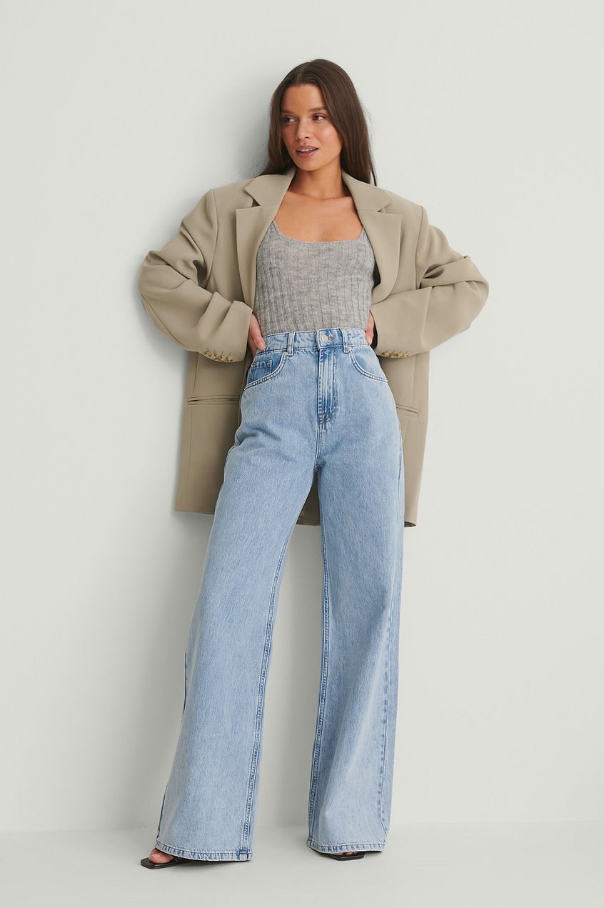 NA-KD Jean large rigide doux