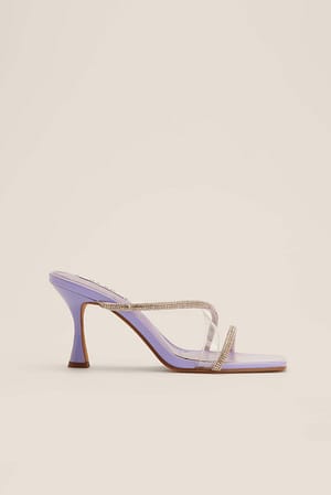 Lilac Mules scintillantes à lanières