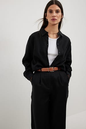 Brown Ceinture à boucle carrée