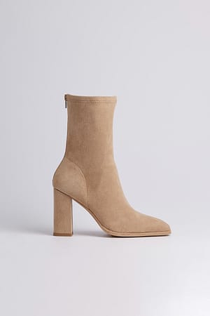 Beige Carrée douce bottines