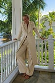 Light Beige Pantalon de costume en lin mélangé