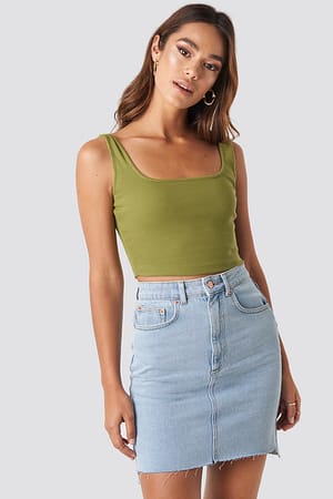Light Blue NA-KD Stepped Hem Mini Skirt