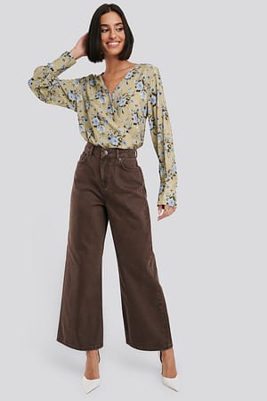 Brown Straight Fit Cropped Jeans