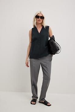 Straight High Waist Cropped Suit Pants Outfit