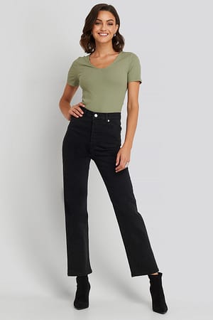 Black NA-KD Jean Taille Haute Droit